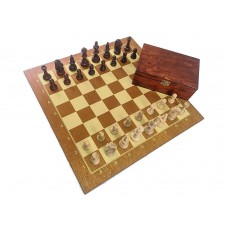Zestaw: Figury szachowe Staunton nr 5/II w kasetce + szachownica drewniana nr 5 - standard turniejowy  (Z-34)